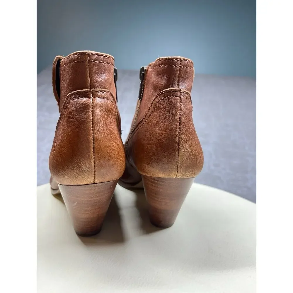 Frye Reina Cognac Leather Ankle Bootie 3479257 COG Women US 5.5