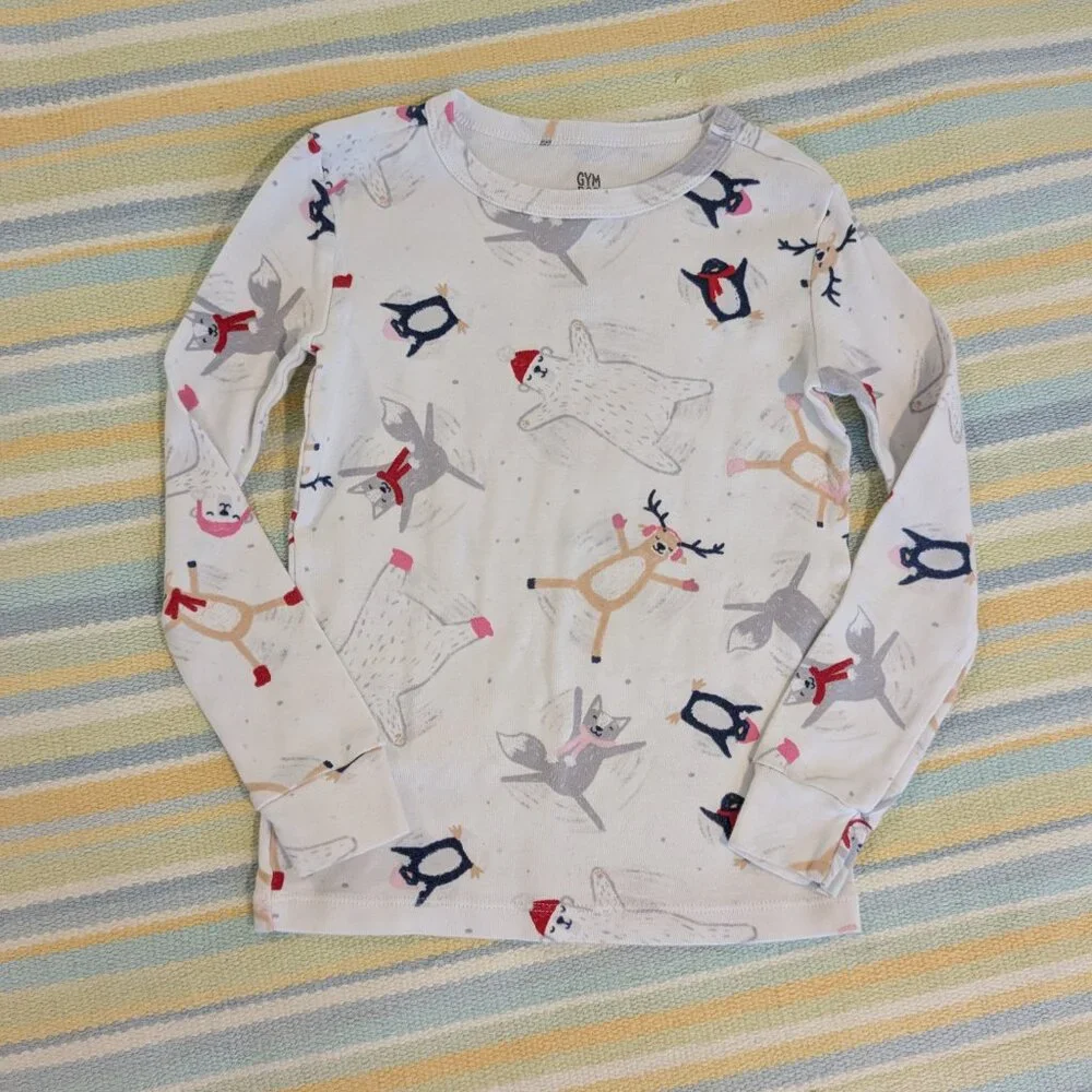 ⭐ Gymboree Winter Snow Print Knit Pajamas PJS Set Size 7