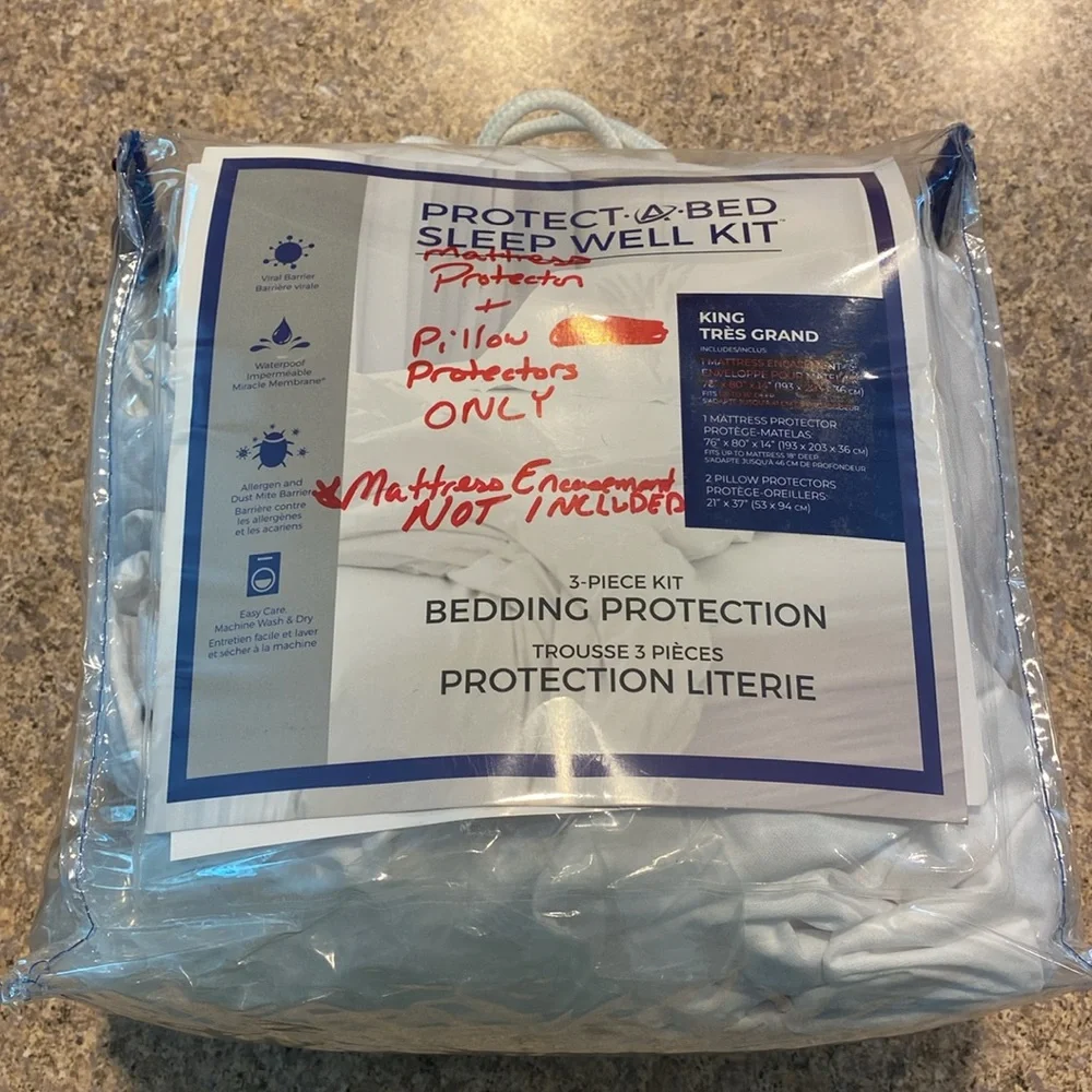 Protect A Bed Sleep Well King PARTIAL KIT 2 Pillow Protectors Mattress Protector