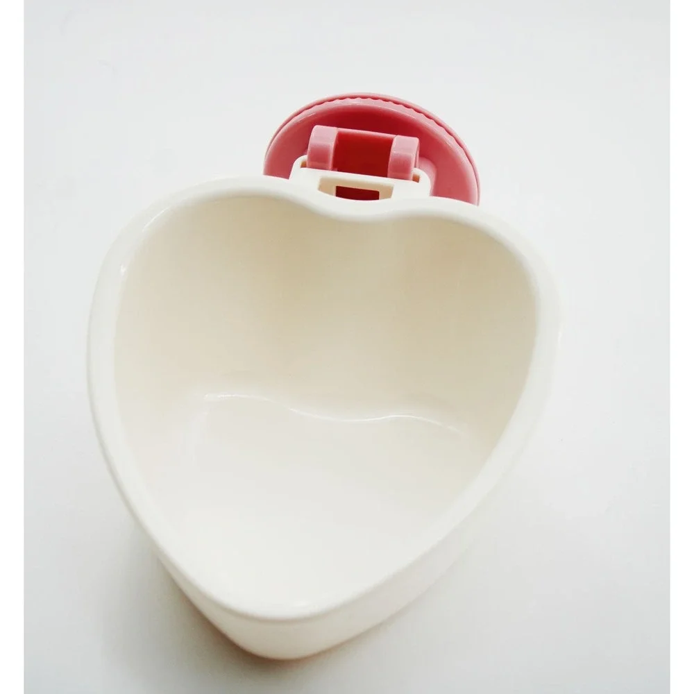 Choco Nose Mini Heart C607 Pet‎ Feeder Bowl Pink Cream 8oz Cage Mount