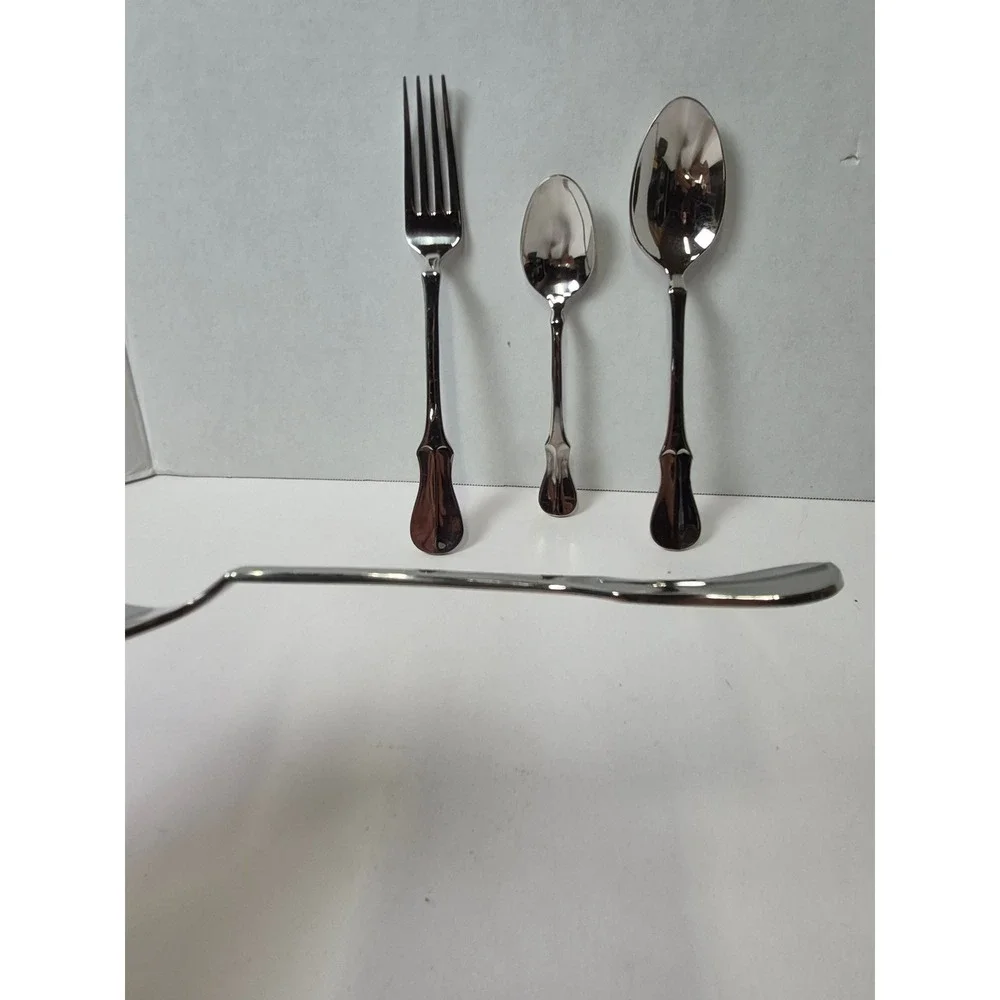 Wallace Elite 18/10 Stainless Flatware Continental Bead 4 Piece Set Forks Spoons