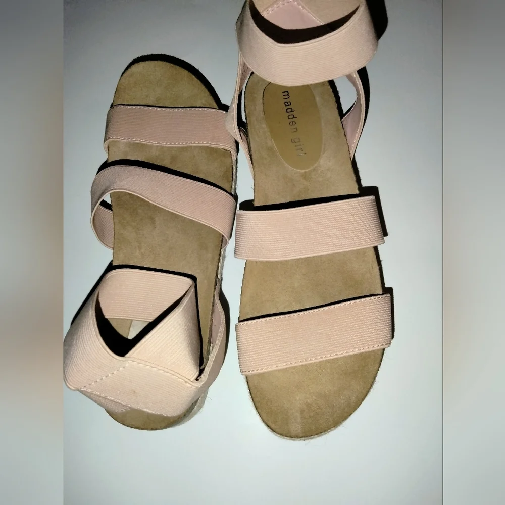 Madden Girl (Size 8) Blush Pink Open Toe Espadrille Platform Strappy Sandals
