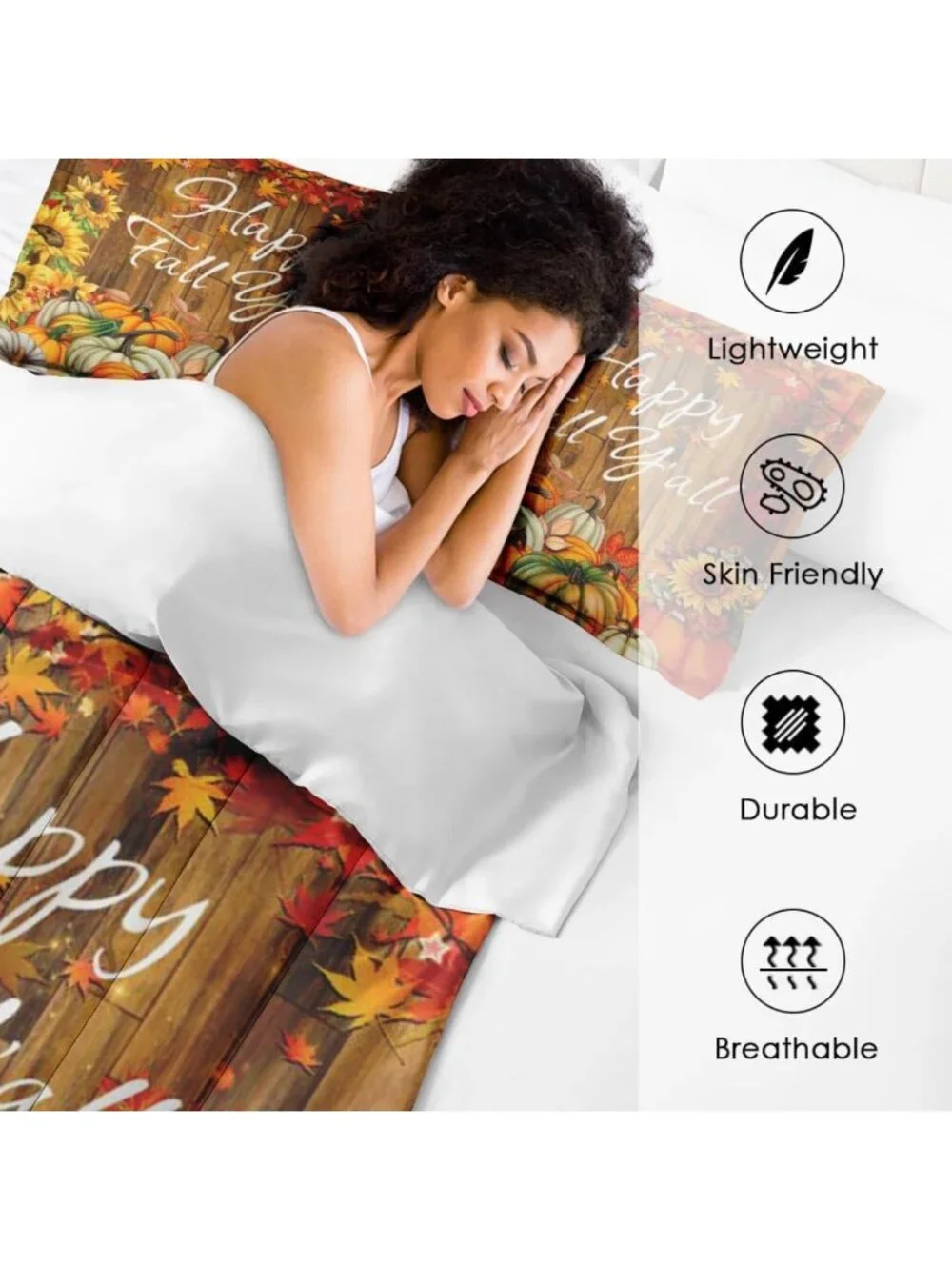 Cozy King Comforter Set of 3, Floral Sunflower & Pumpkin Bedroom Decor