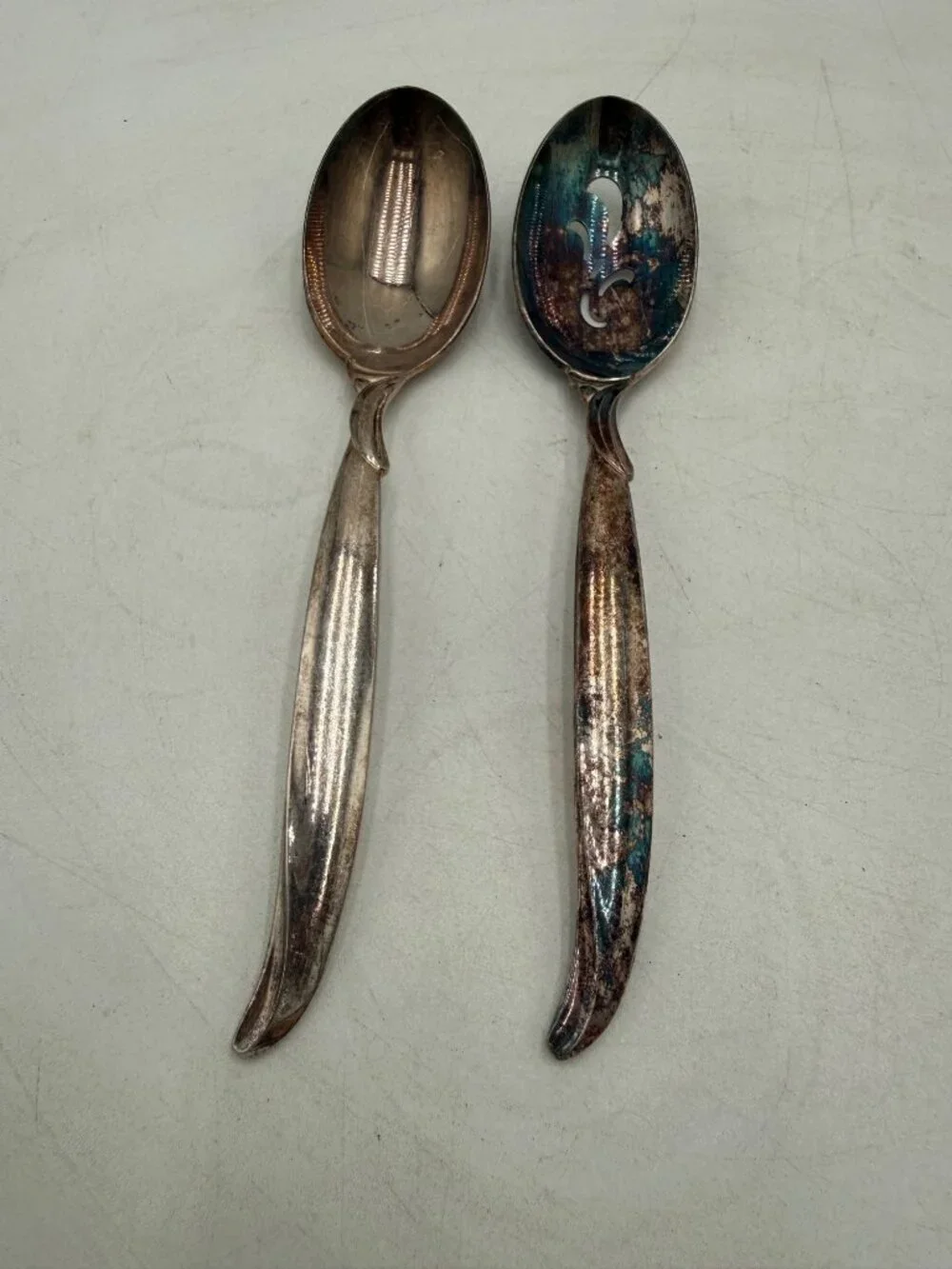 Vintage Rogers Bros IS Flare SilverPlated Serving Spoons Set 2