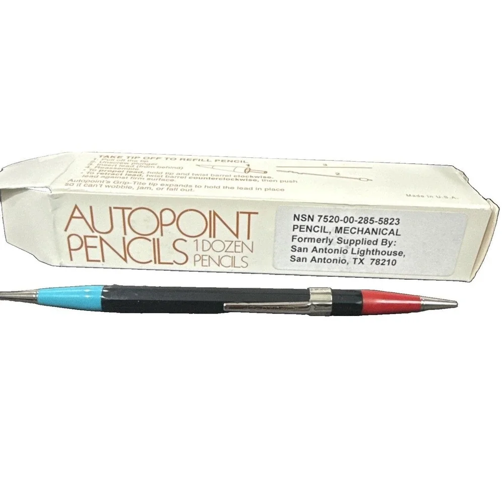Autopoint Double End Twin Point Mechanical Pencil Red And Blue ends VTG‎ Box 12