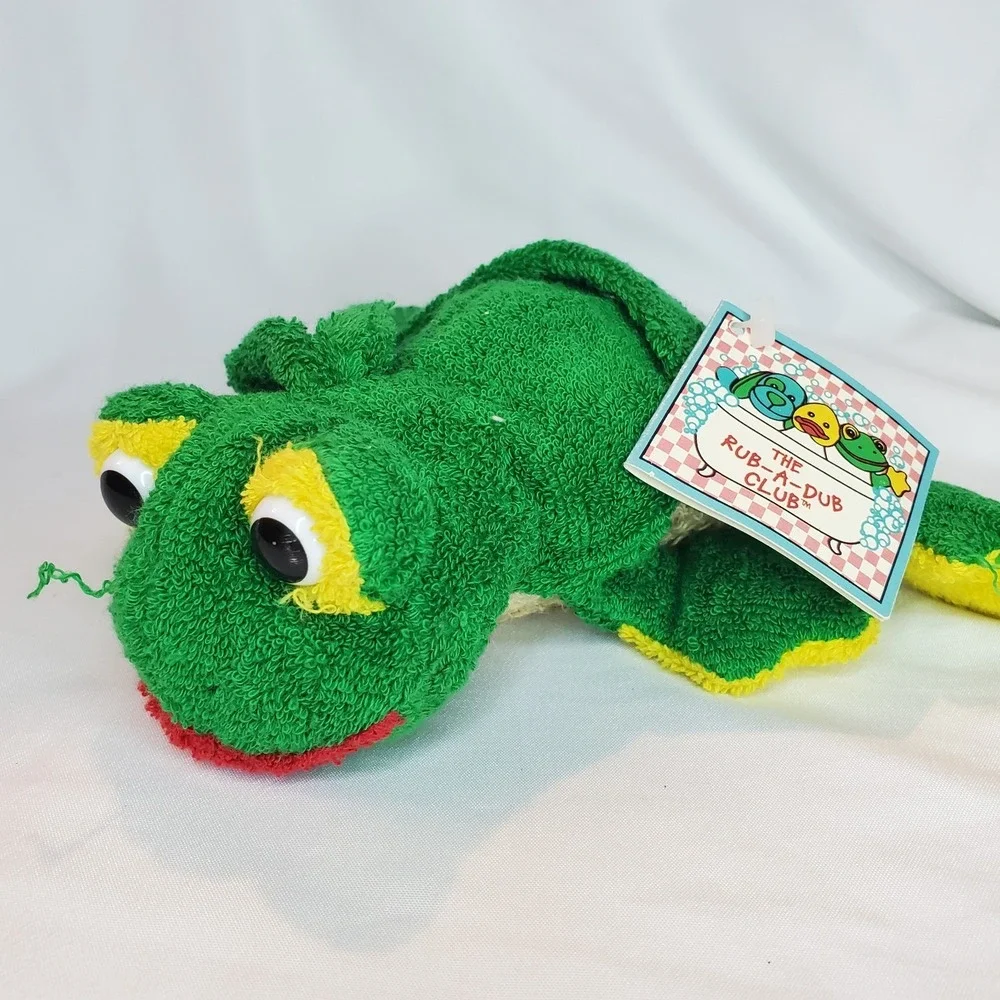 Rub a‎ dub club Stuffed Frog Plush wash cloth bath