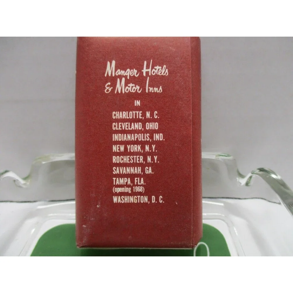 Vintage Advertising Ashtray Glass Manger Hotels and Motor Inns And Soap Bars