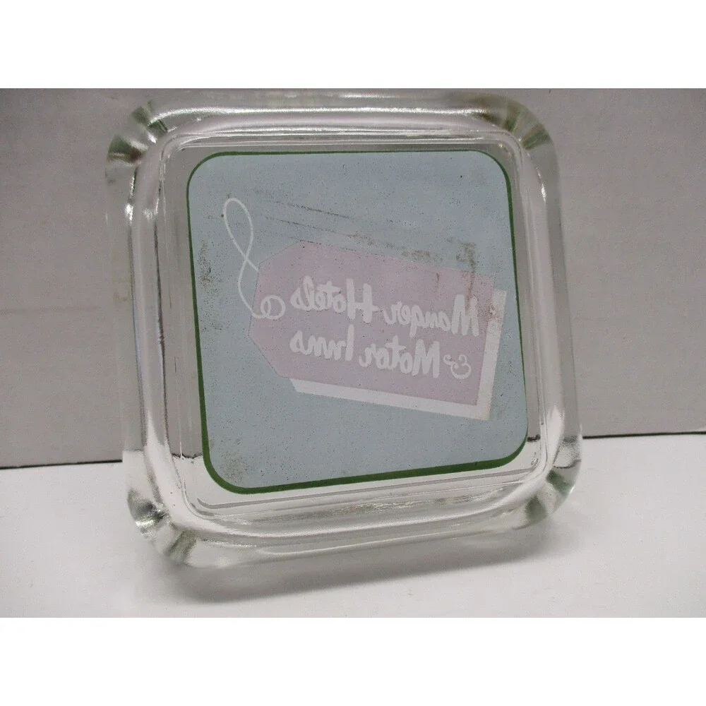 Vintage Advertising Ashtray Glass Manger Hotels and Motor Inns And Soap Bars