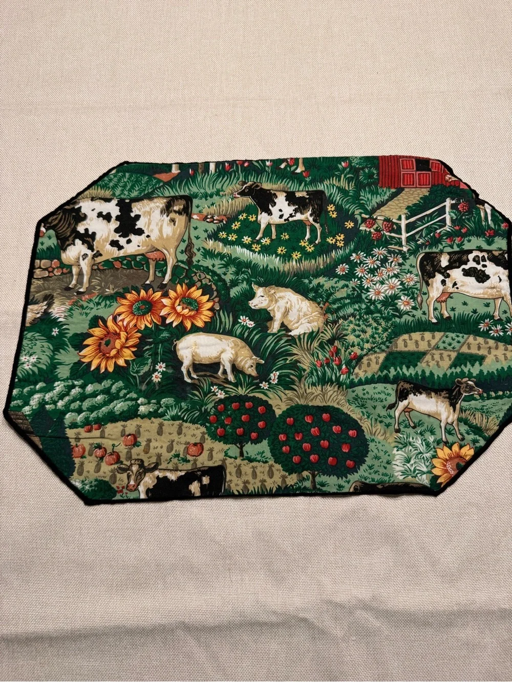 6 Vintage custom placemats Farmyard Designed by Joan Kessler