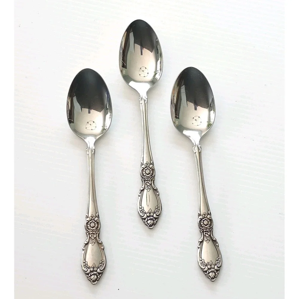 Set of 3 Oneida Oval‎ Soup Spoons Plantation 7 inch Stainless Flatware Community
