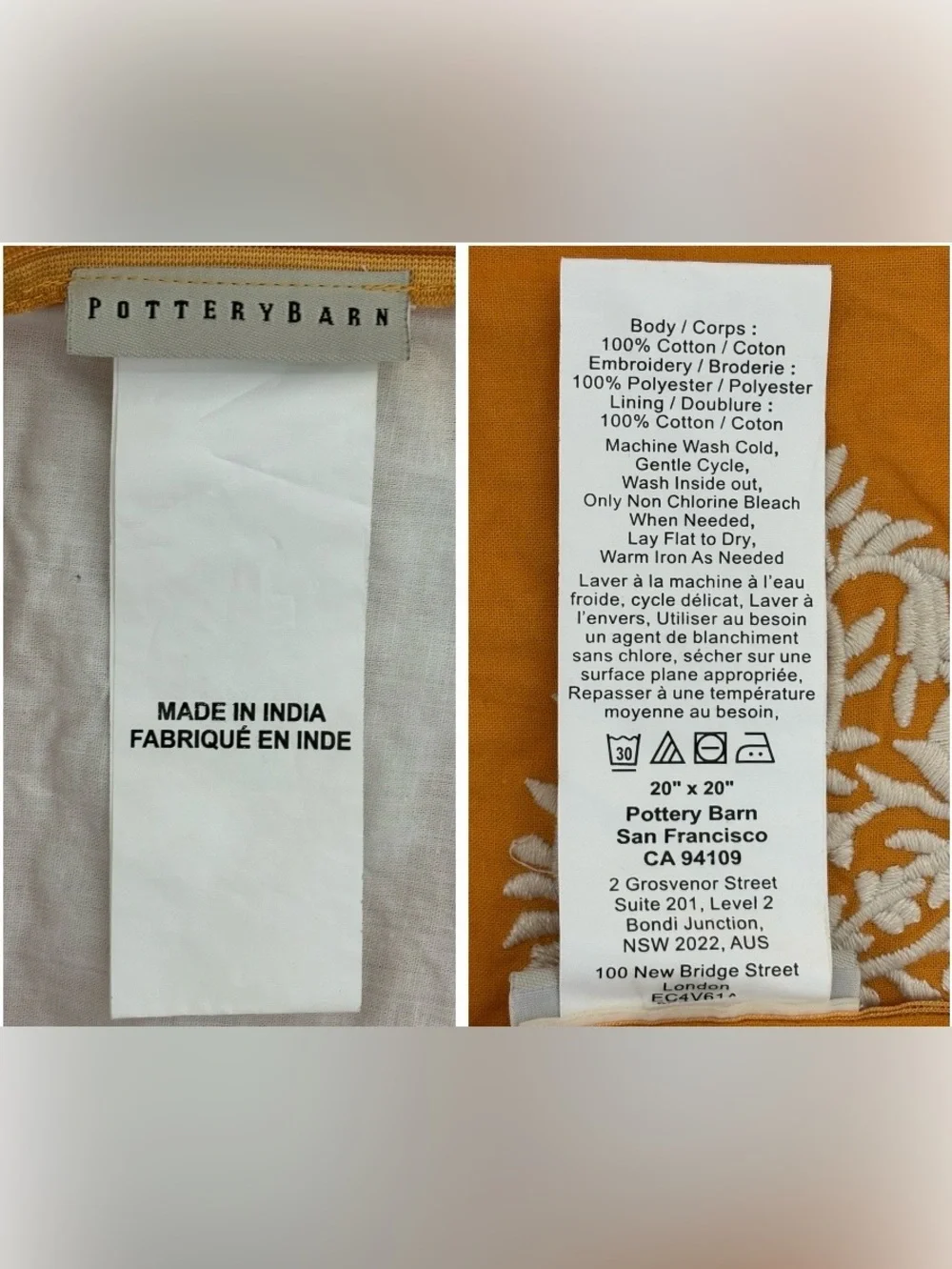 Pottery Barn 18x18 wash