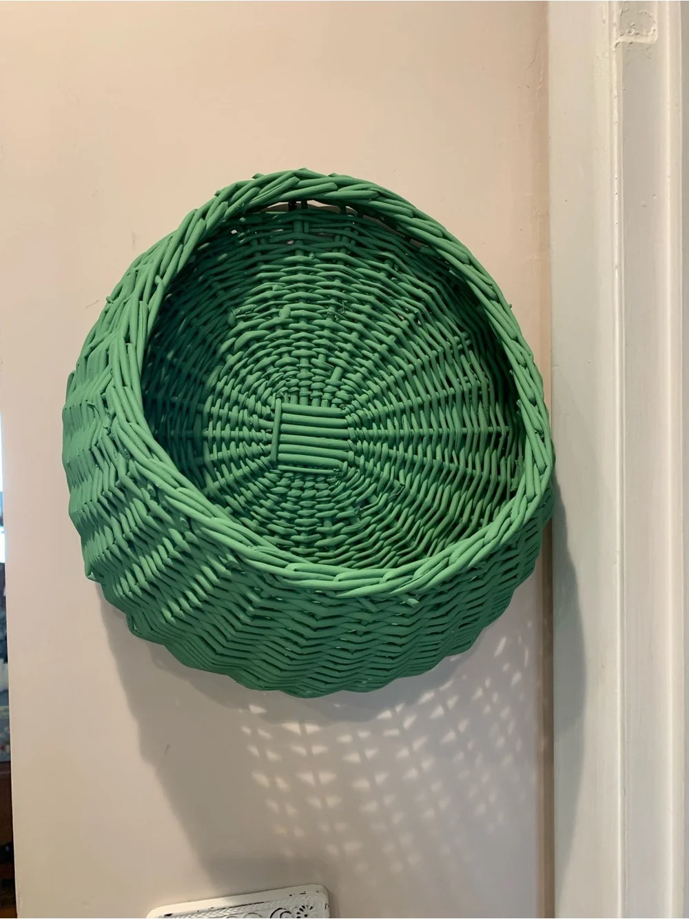 Vintage Wicker Painted Green Wall Basket - Home Accents