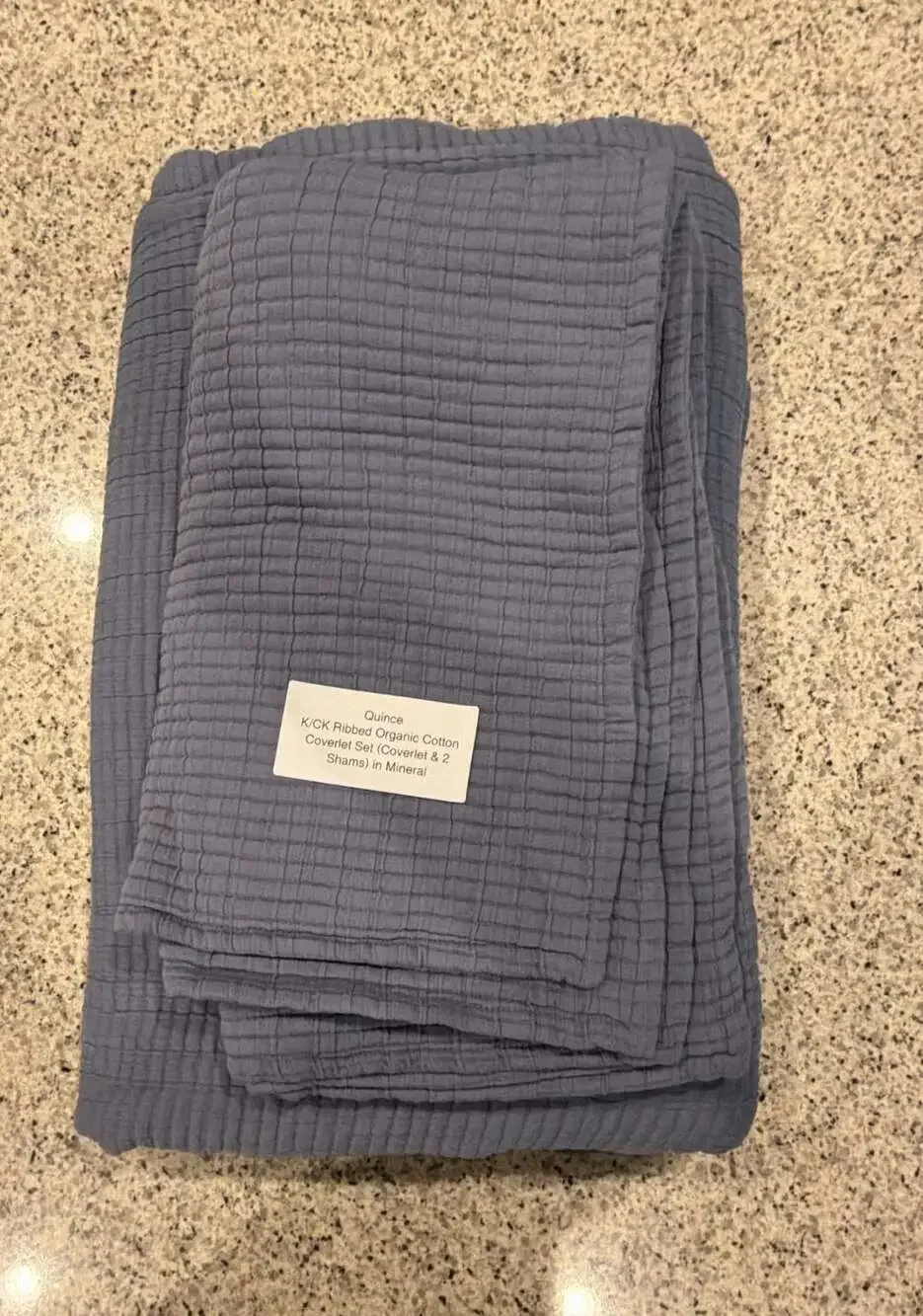Quince Ribbed Organic Cotton Coverlet Set in Mineral
