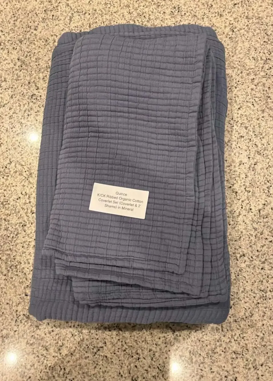 Quince Ribbed Organic Cotton Coverlet Set in Mineral