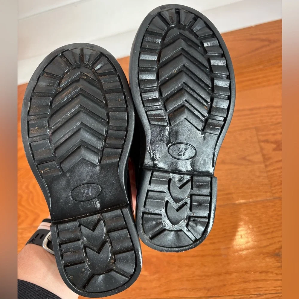Kids Black Patent Faux-Leather Loafers – Little Kid 9.5–10 Holiday Event Shoes