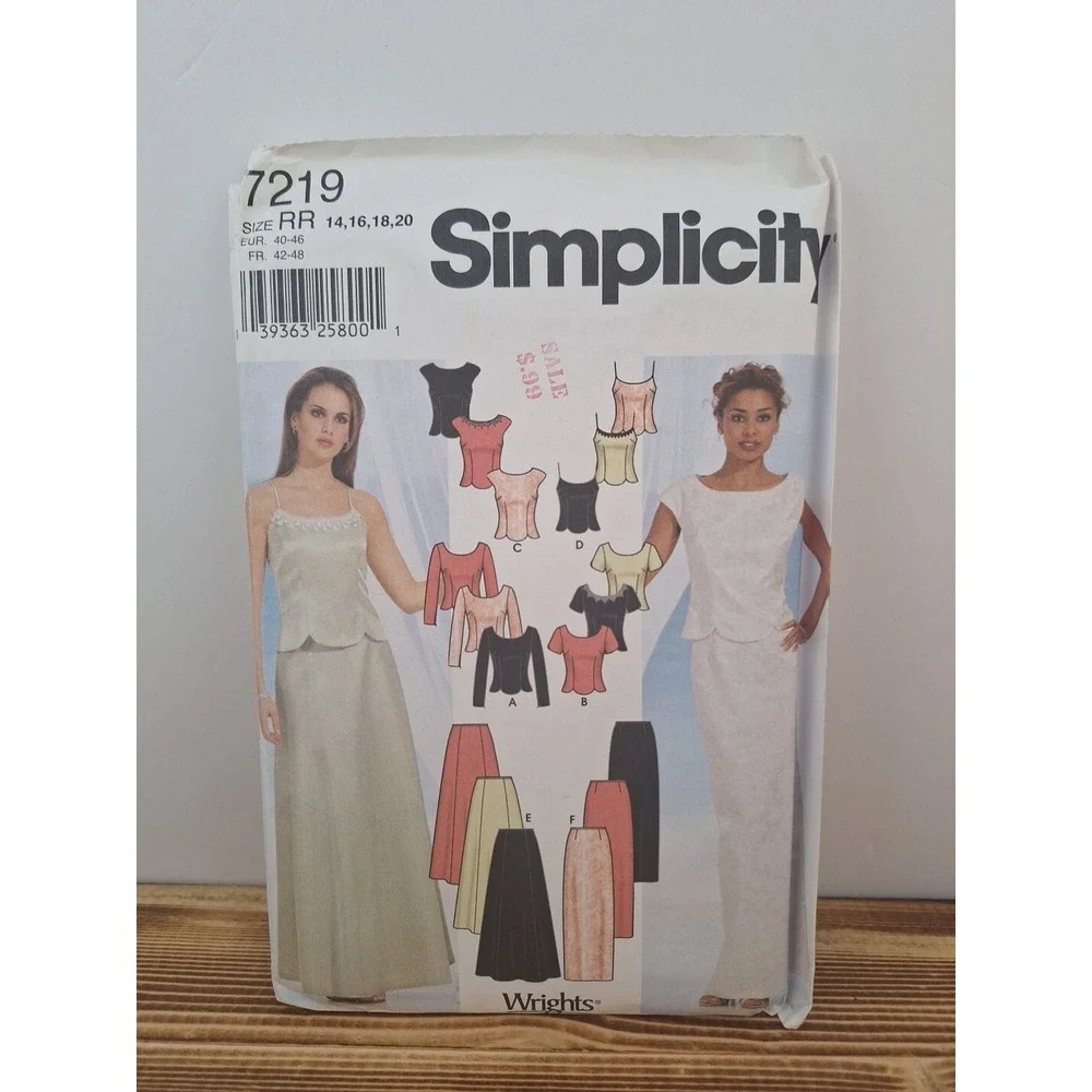 Simplicity 7219 14 -‎ 20 EVENING Top Camisole Full Slim Skirt Gown Pattern UNCUT