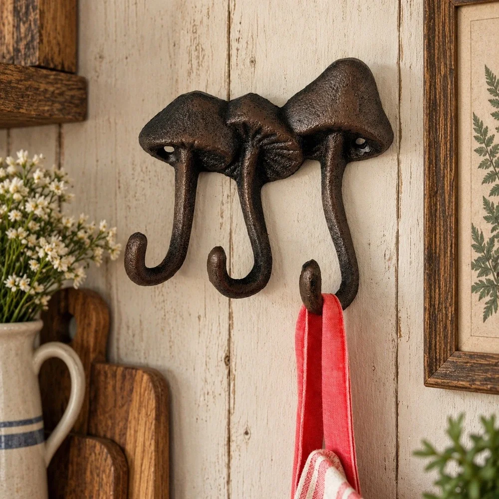 Cast Iron Mushroom Triple Wall Hook 4.5
