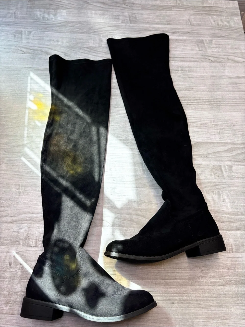 Nature Breeze Staple Piece Black Over-the-Knee Flat Heel Boots Size 8.5