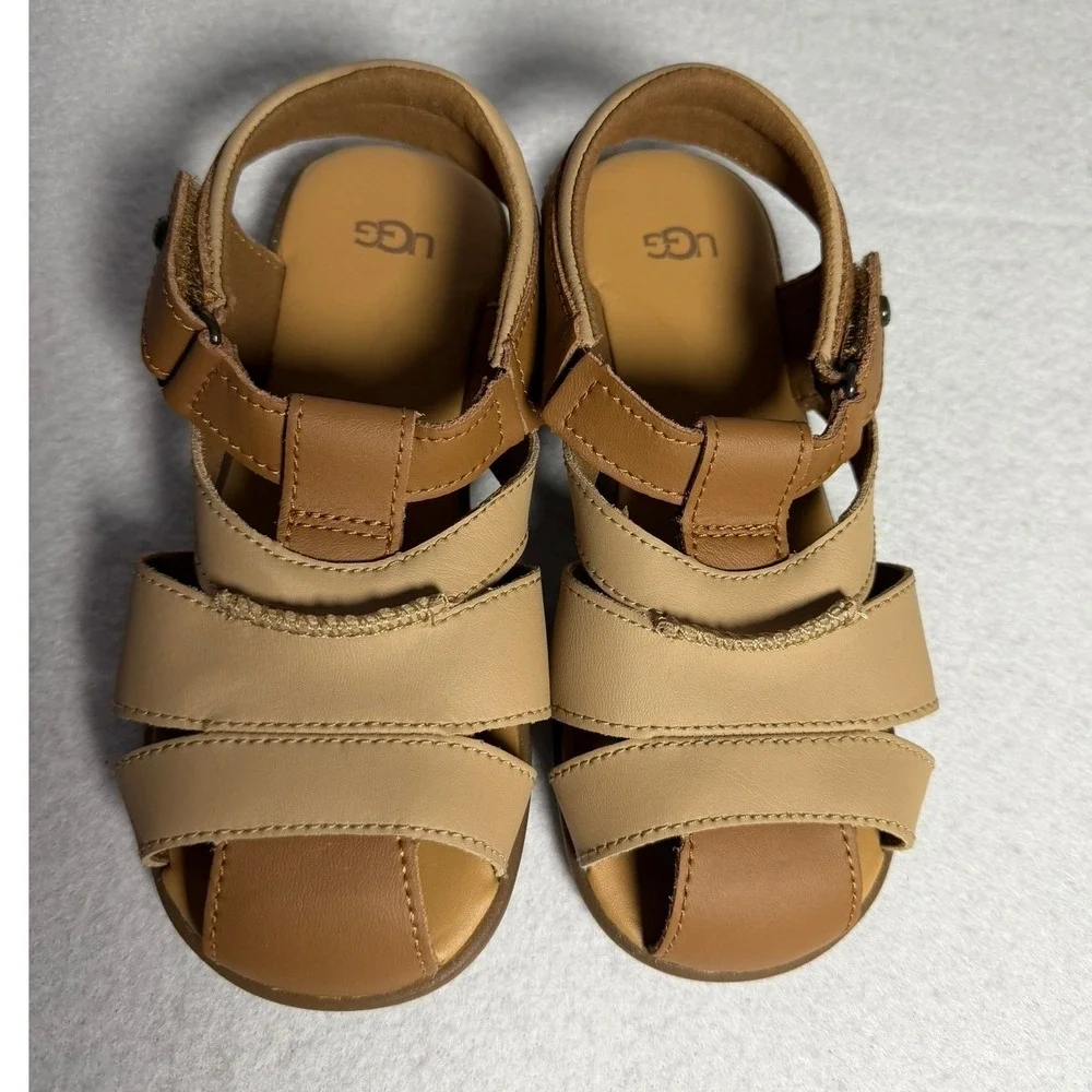 UGG Kids Kolding‎ Sandals Chestnut Sand Leather Fisherman Size 12 Toddler