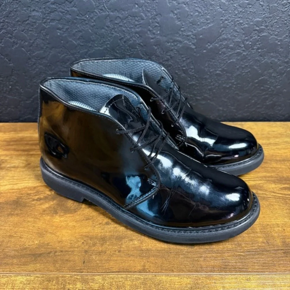 Bates‎ Lites 00022 Black High Gloss Man Made Chukka Boots Mens 9D