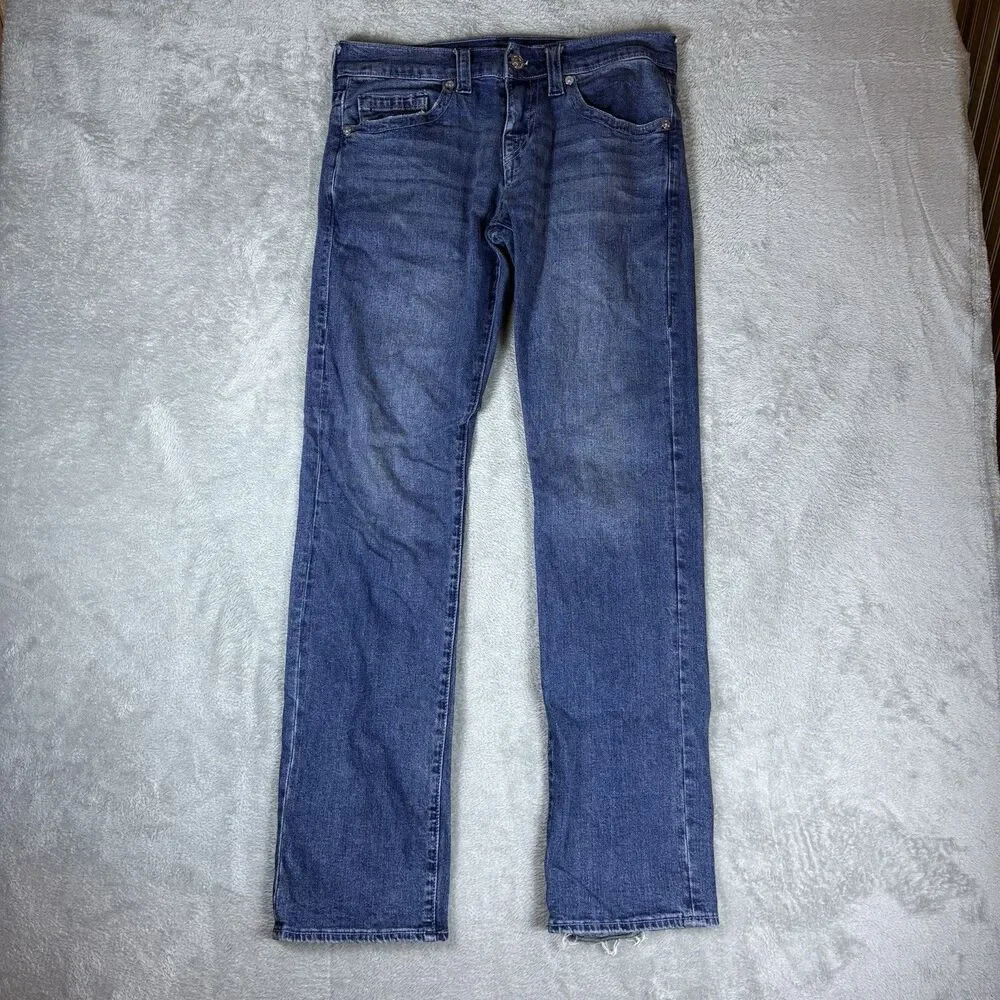 True Religion‎ Jeans Mens 30 Relaxed Straight Stretch Blue Denim