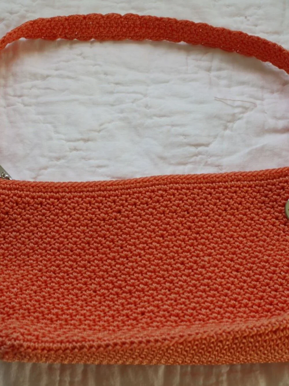 THE SAK Orange Crochet Lined Small Hobo Shoulder Purse Handbag Fall