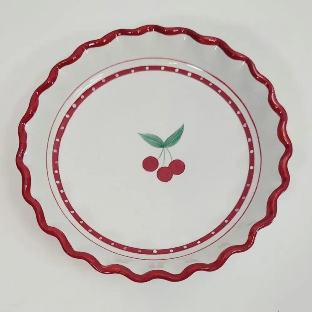 Crate & Barrel Cherry Pie Dish Exclusive Design by Mesa Ruffled 10