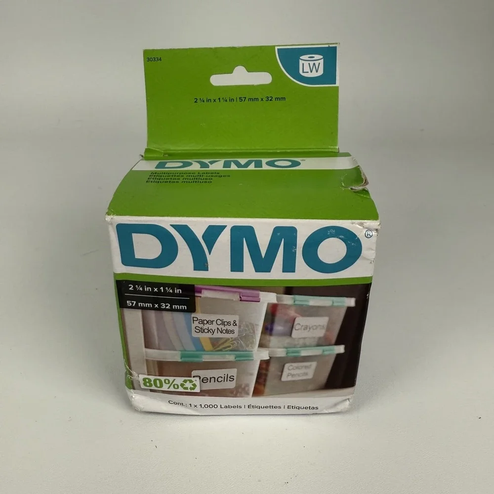 DYMO Multi Purpose Labels 1 1/4 x 2 1/4 1000 Labels Peel and‎ Stick Rolls
