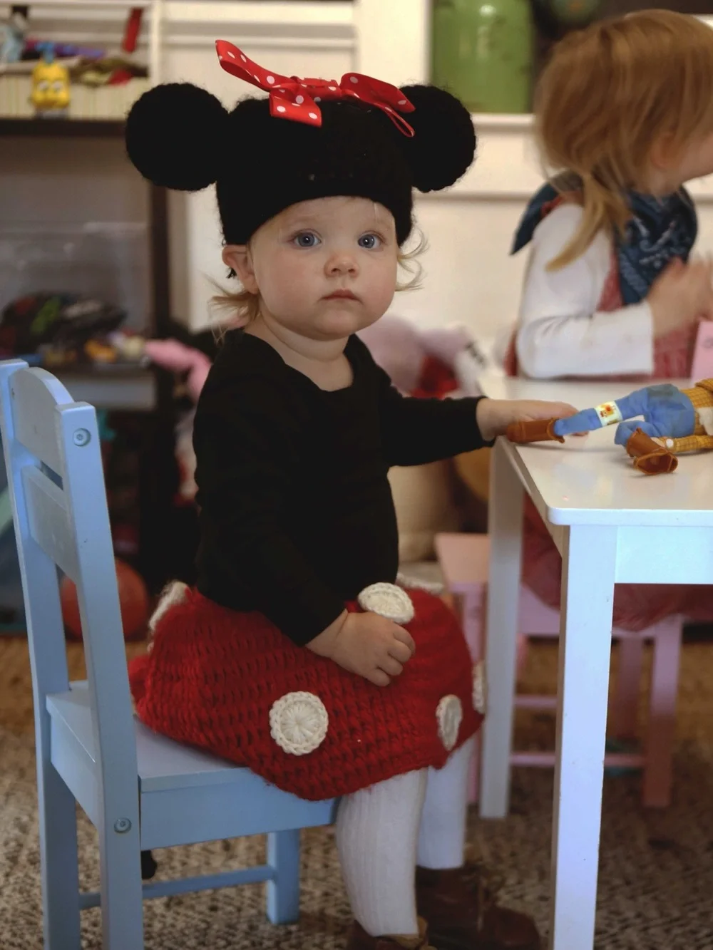 Halloween Costume Minnie Mouse Hand Knitted Homemade Vintage Disney 12-18 Month