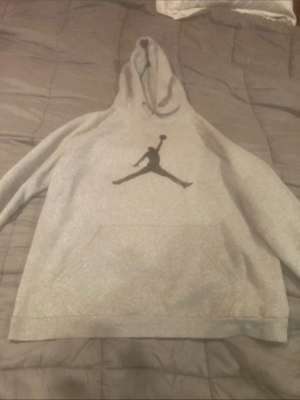 Air Jordan Sweater Mens XL Gray Heather Jump Man Logo Pullover Hoodie Sweatshirt