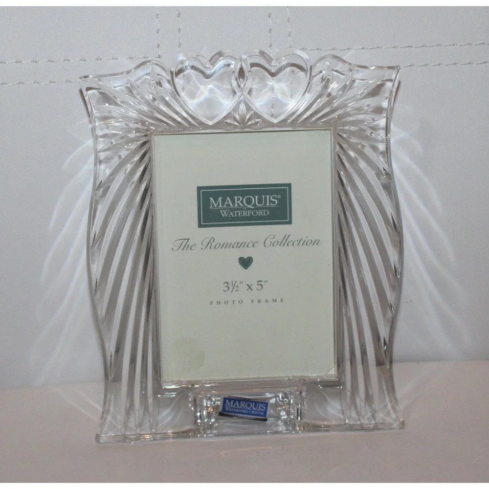 Marquis by Waterford 3.5x5 lead crystal photo frame romance double heart‎ 107826