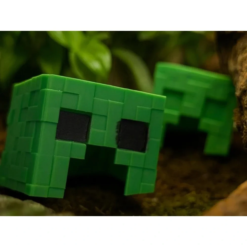 Pixel Creeper Reptile Hide | Gaming Terrarium Decor | Snake Gecko Enclosure Cave