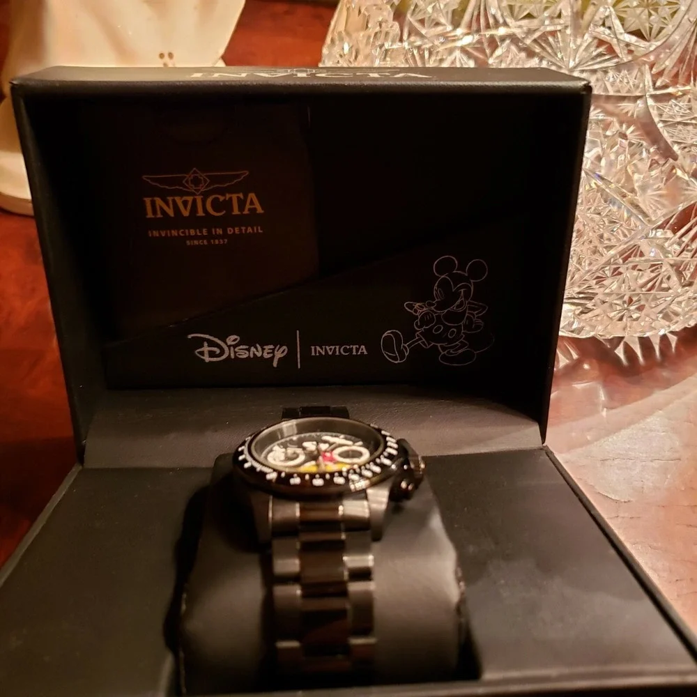 Invicta Disney Mickey Mouse Watch‎ Men's Black Stainless Steel