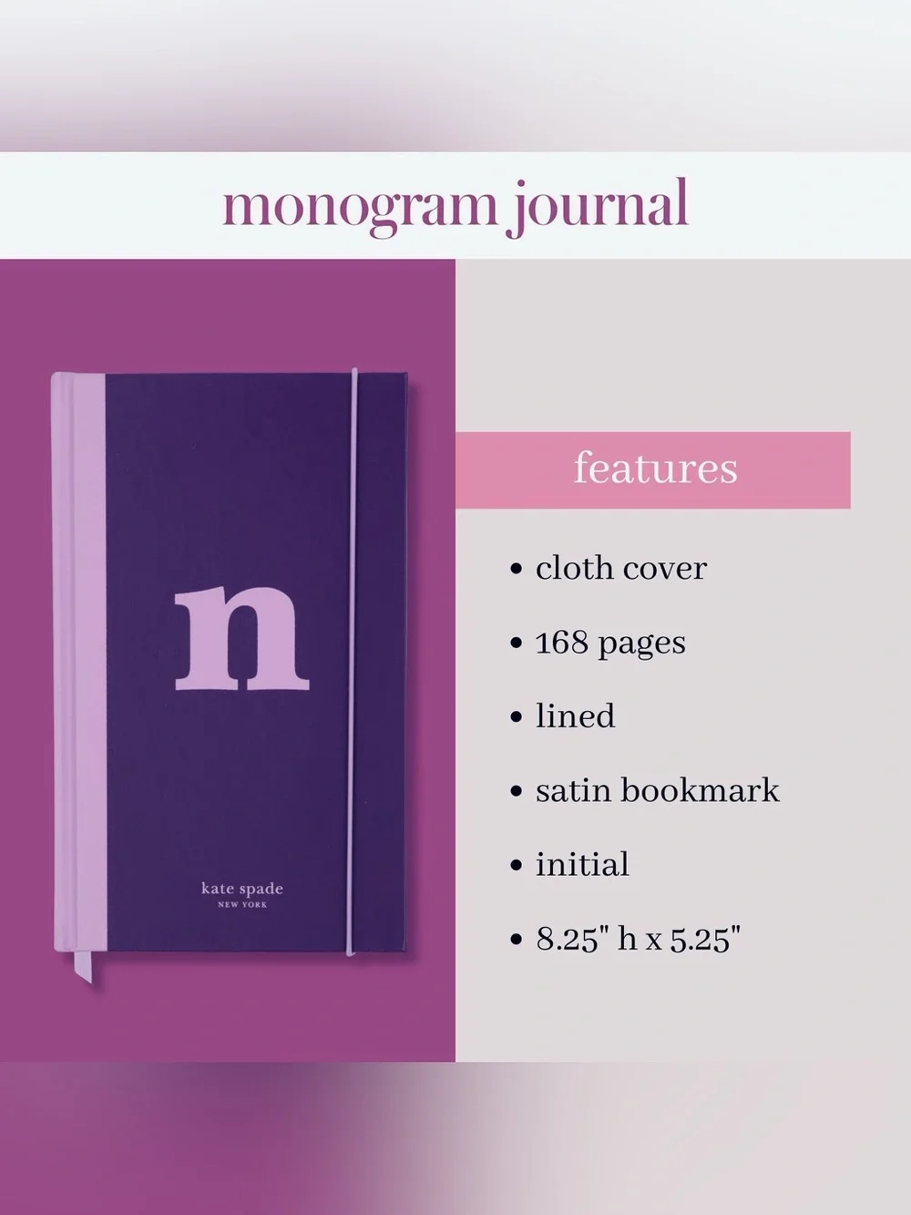 ♠️ Kate Spade Just Mine Bookcloth Journal. Letter “n”. New!