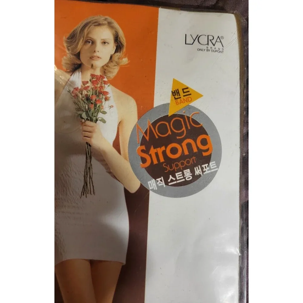 2 PR Vtg Venus Support Stockings Thigh-Hi Very Sheer Lycra Tan & Cream Korea