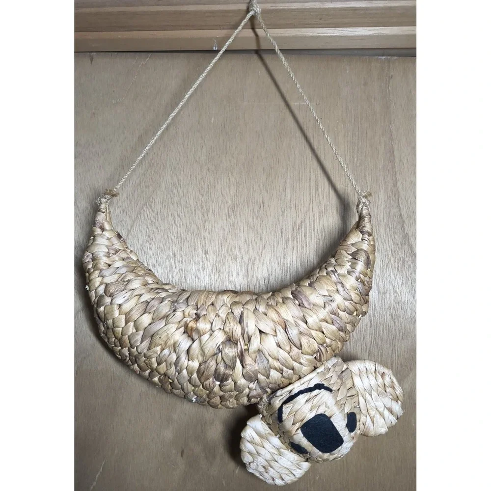 Woven Rattan Koala Bear Hanging Basket ~ Planter, Storage,‎ Animal Nature Decor