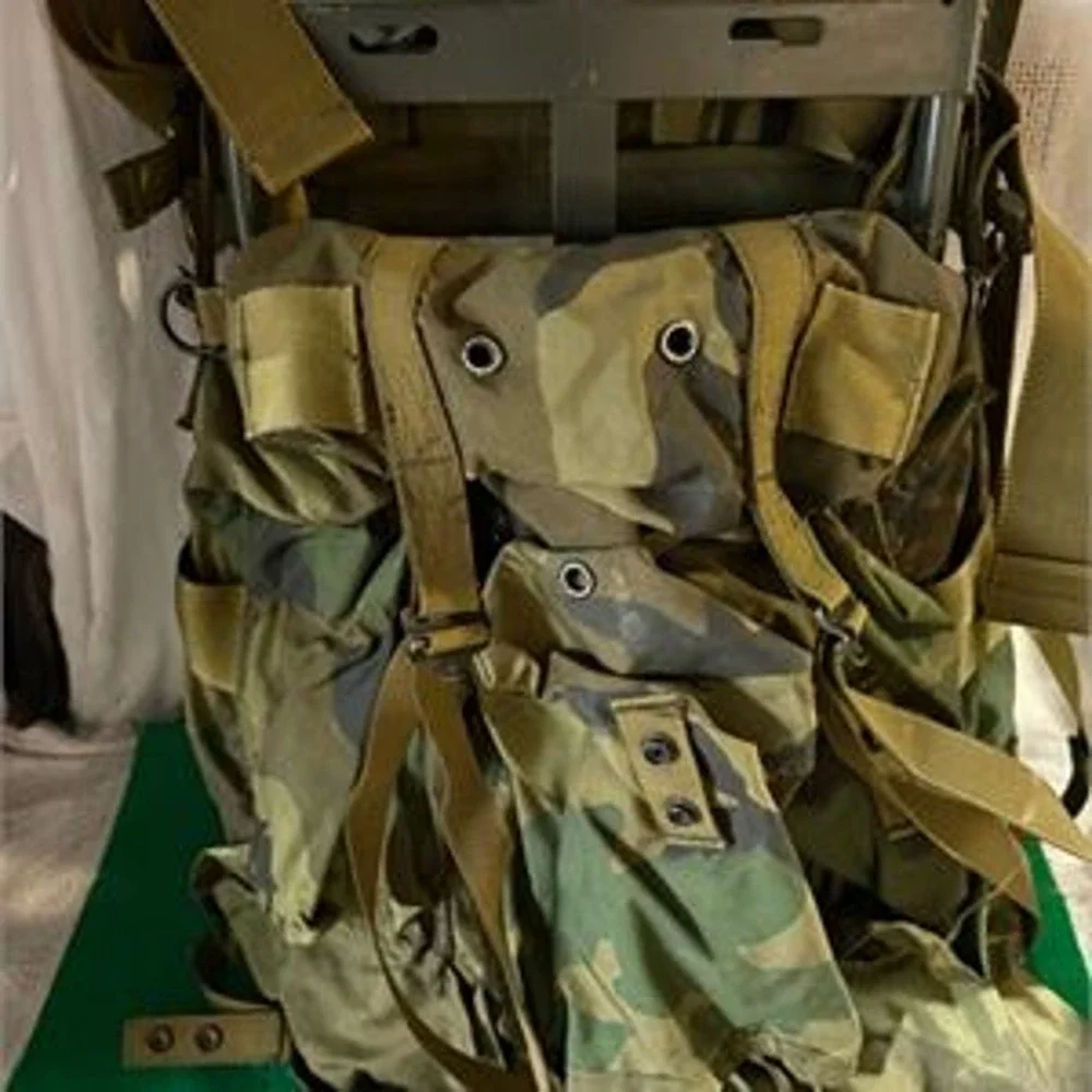 Vintage Military ALICE Style Frame Backpack Woodland Camo Tactical Field Pack
