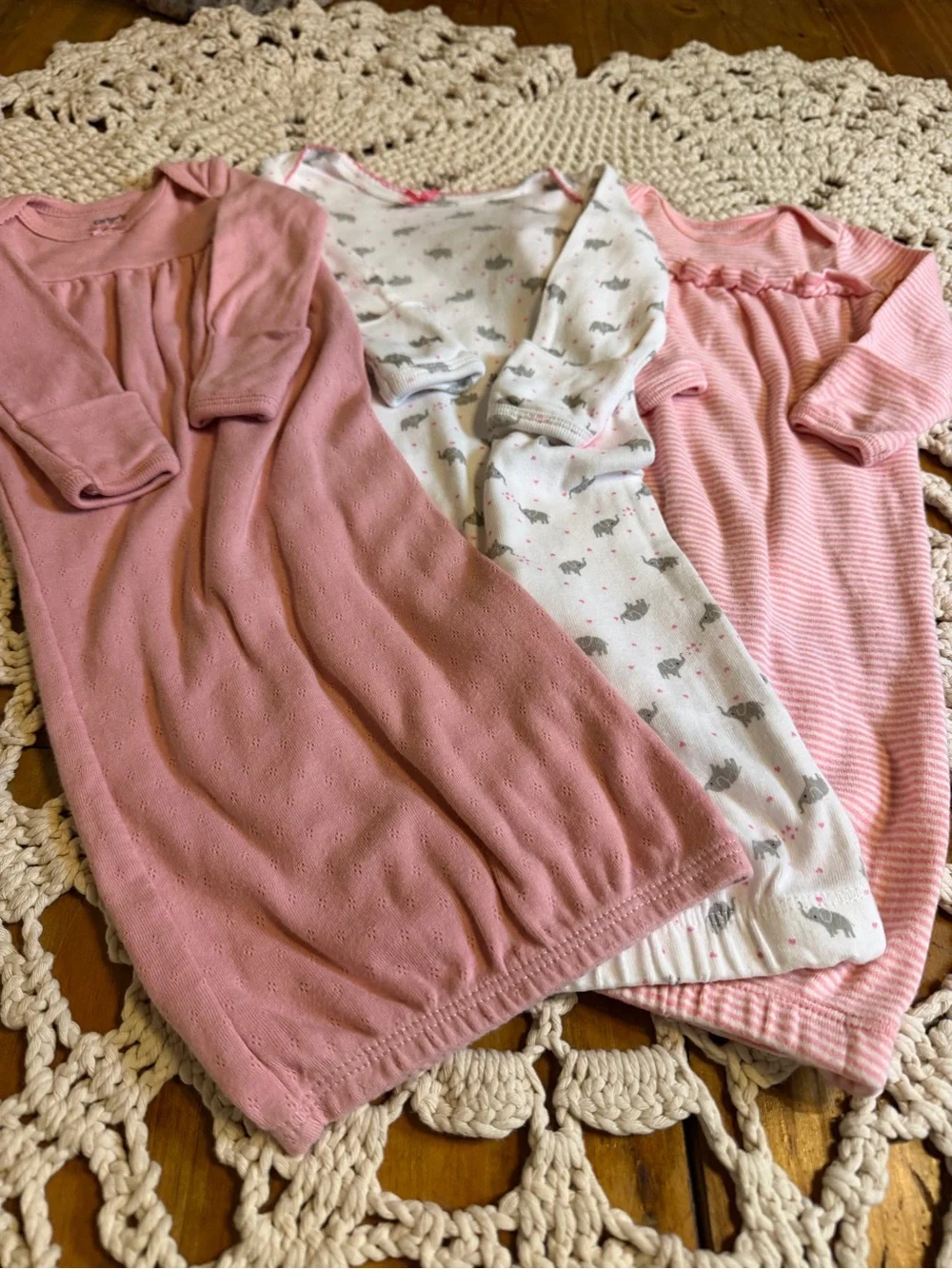 Carter’s Baby Girl Newborn Sleep Gowns Lot of 3 Pink Simple Joys NB