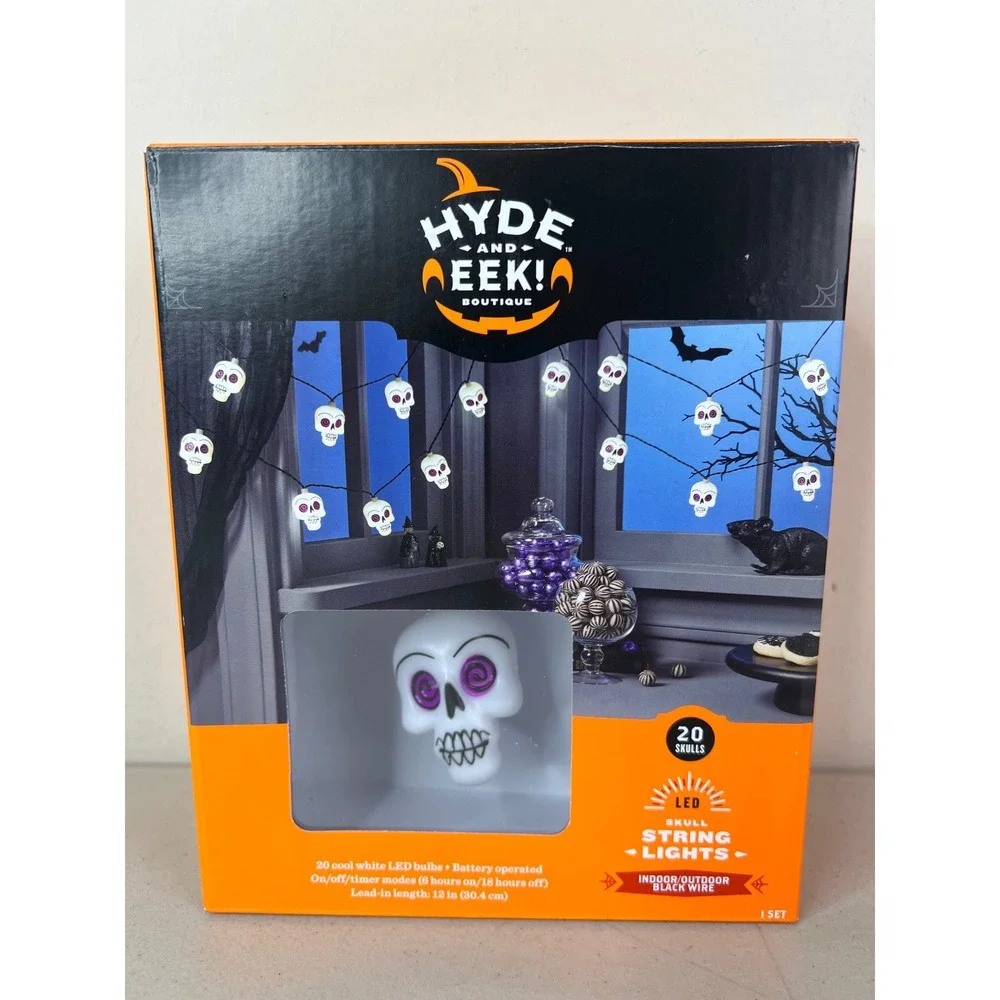 NEW 2026 Hyde & EEK LED Sugar Skull String Lights 20 Count Halloween Decor