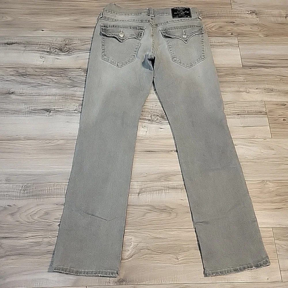 True Religion‎ Ricky Jeans Mens 32x33 Gray Relaxed Straight Denim Flap Pockets