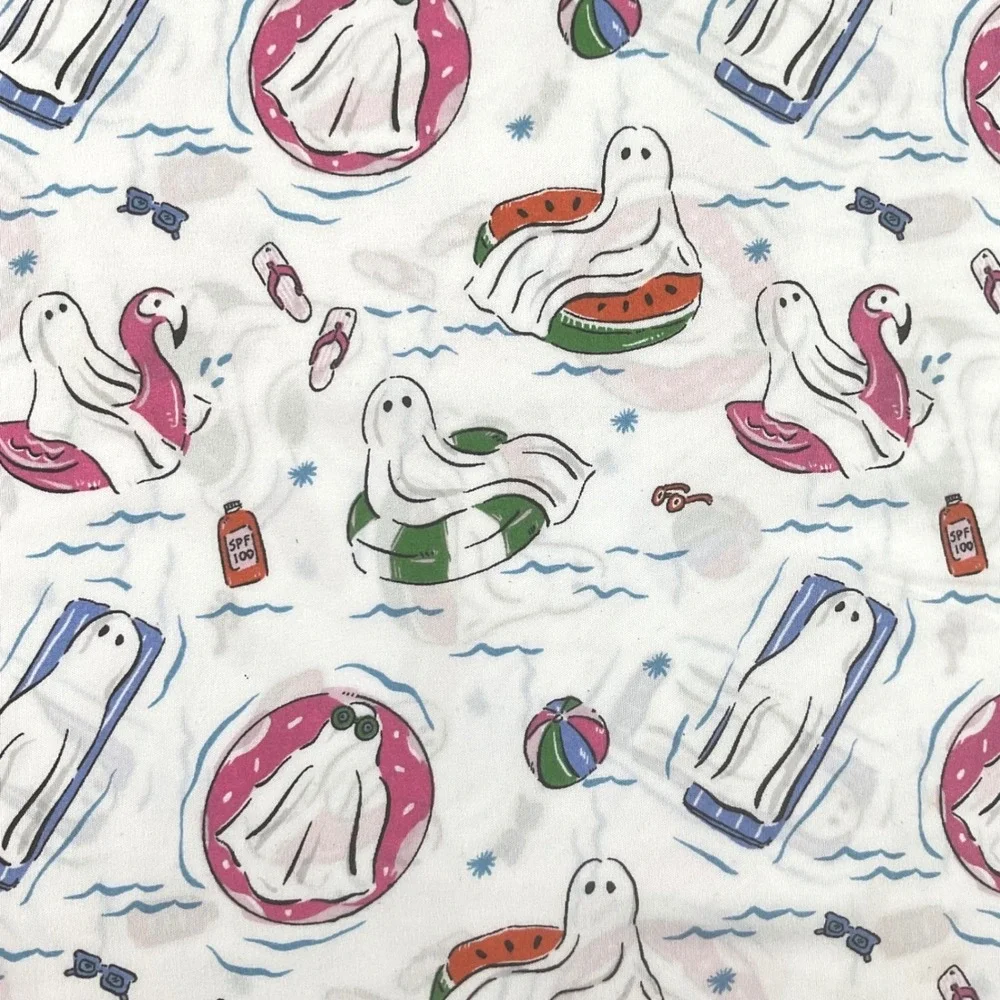 Envogue Ghost Pool Party 3 Piece Twin Sheet Set Summerween Spooky Softness NEW