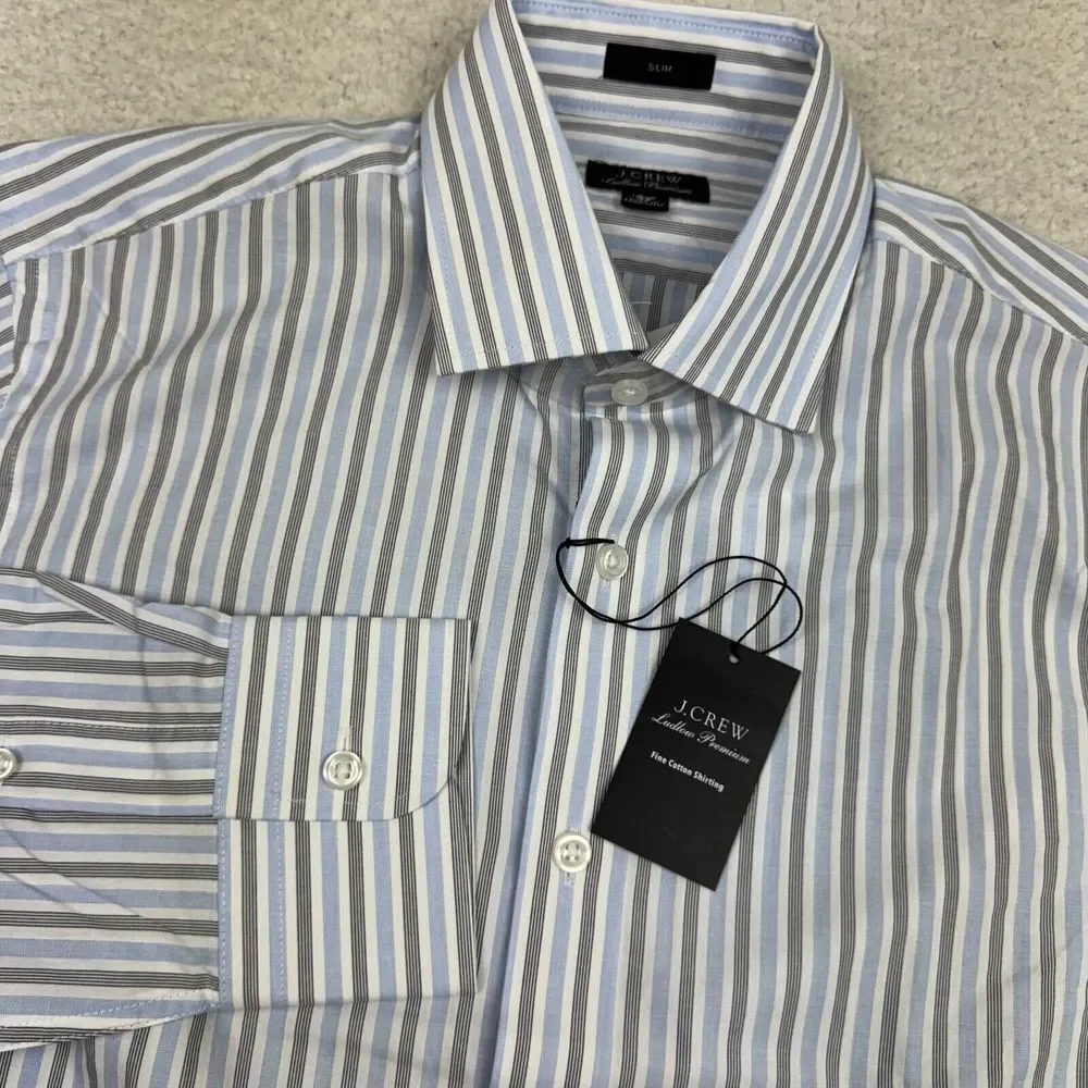 NWT J Crew Ludlow Premium Dress Shirt Men‎ 14.5/32 Slim Fit Button Up Cutaway