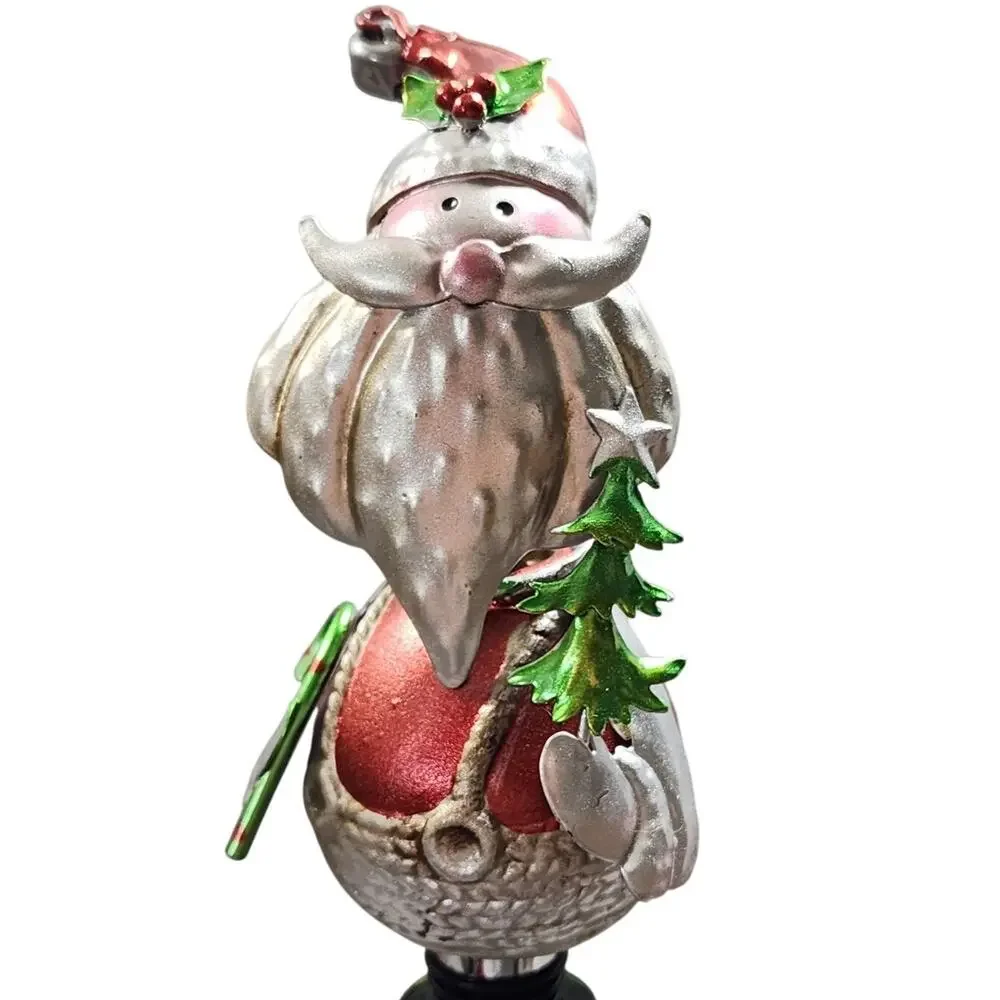 Handcrafted Santa Clause Metal Holiday Wine Bottle Stopper Topper Pier 1 NIP