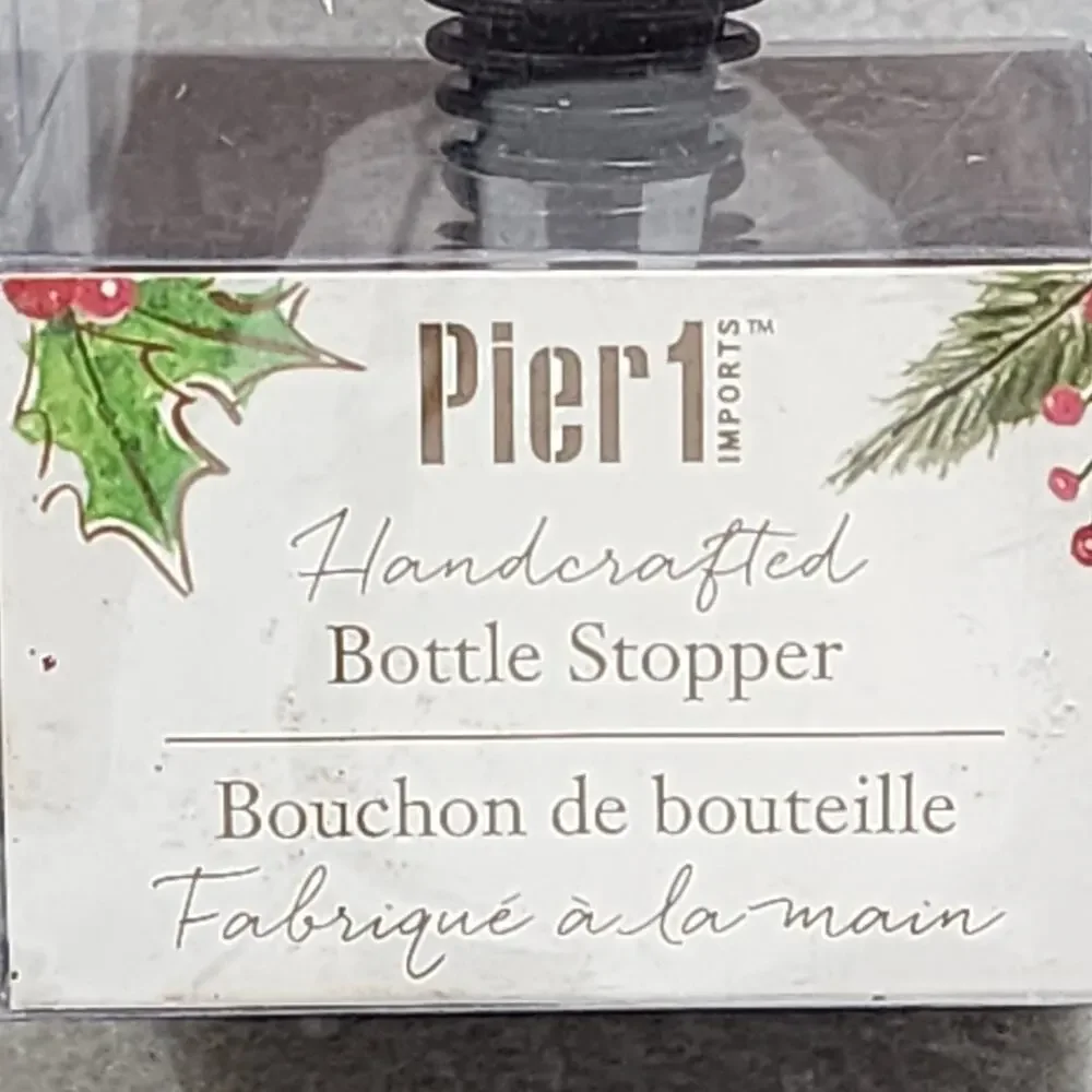 Handcrafted Santa Clause Metal Holiday Wine Bottle Stopper Topper Pier 1 NIP