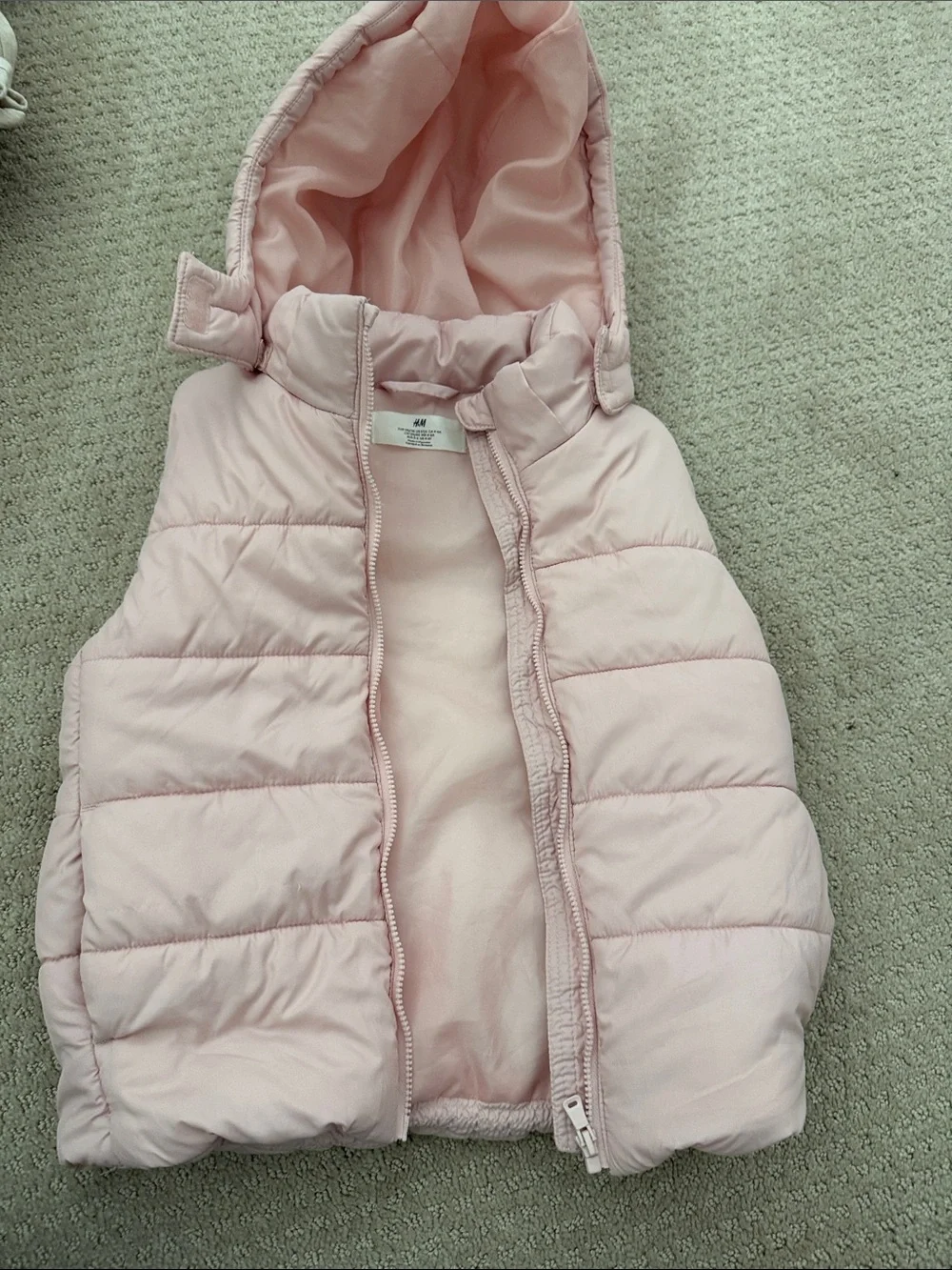 H&M Light Pink Puffer Vest with Hood