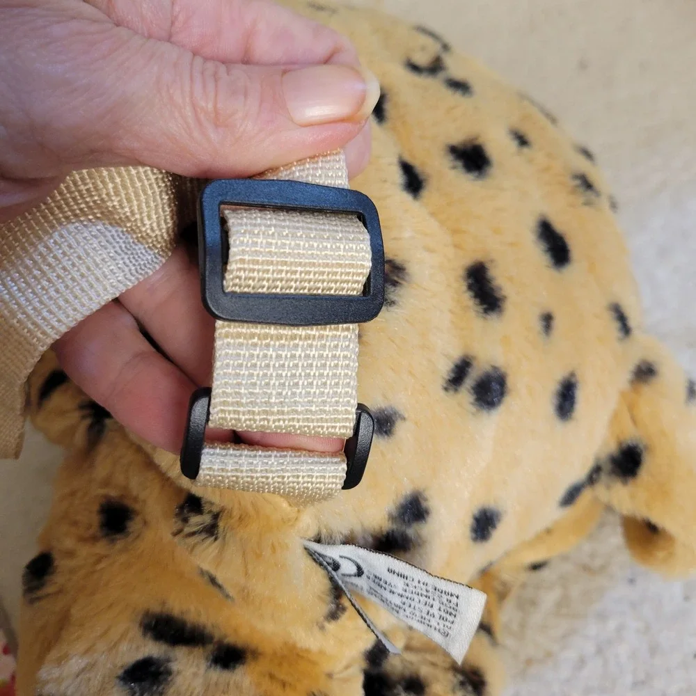 UNIPAK Plush Leopard Cheetah Backpack Y2K Animal Stuffed Toy Kawaii 15