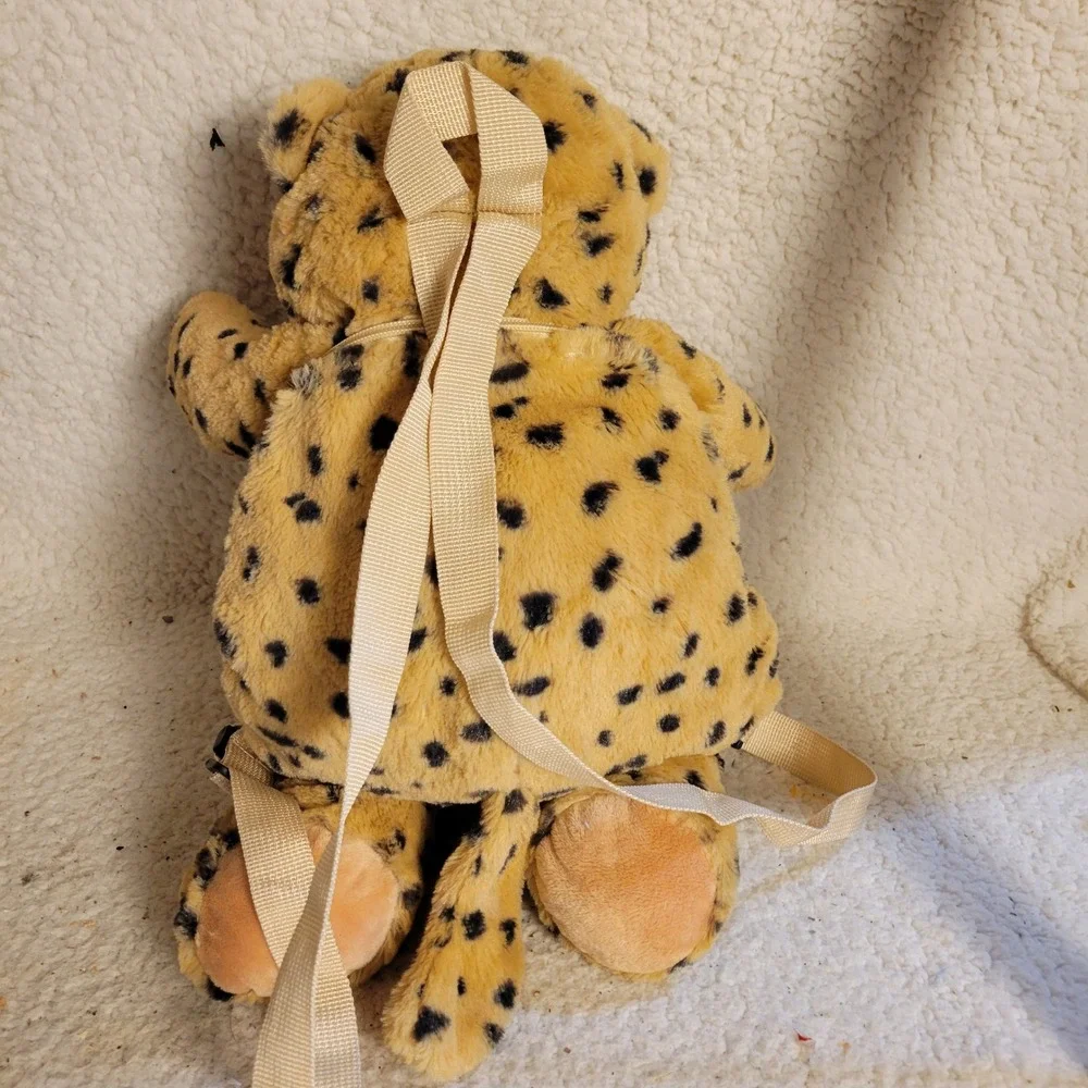 UNIPAK Plush Leopard Cheetah Backpack Y2K Animal Stuffed Toy Kawaii 15
