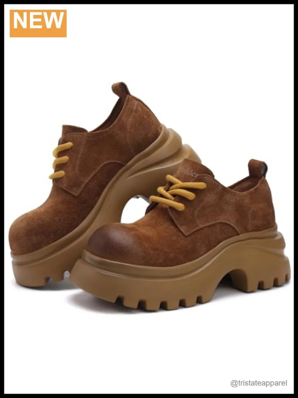 Women's Leather Platform Oxfords Lace-Up Slip-Resistant Walking Shoes