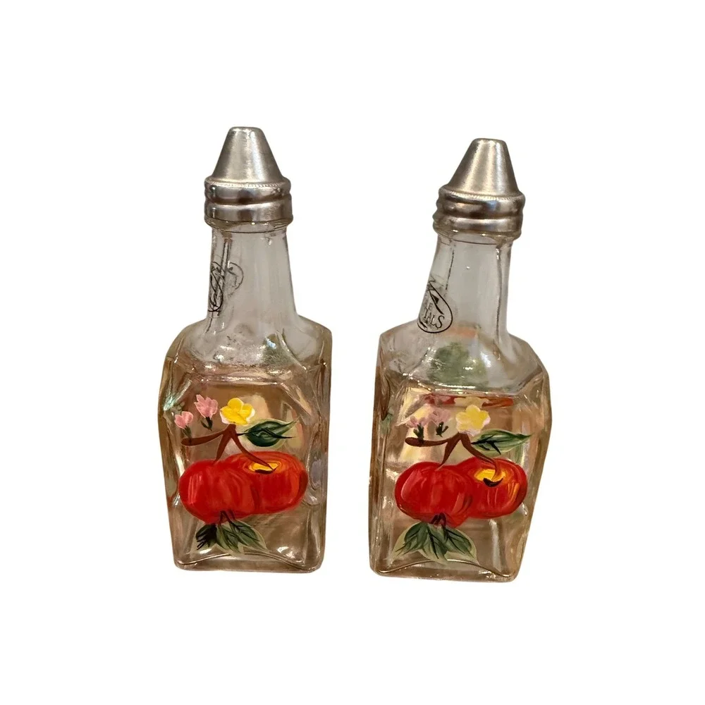 Home Essentials Hand Painted Glass Salt and Pepper Shakers Vinegar Bottles‎