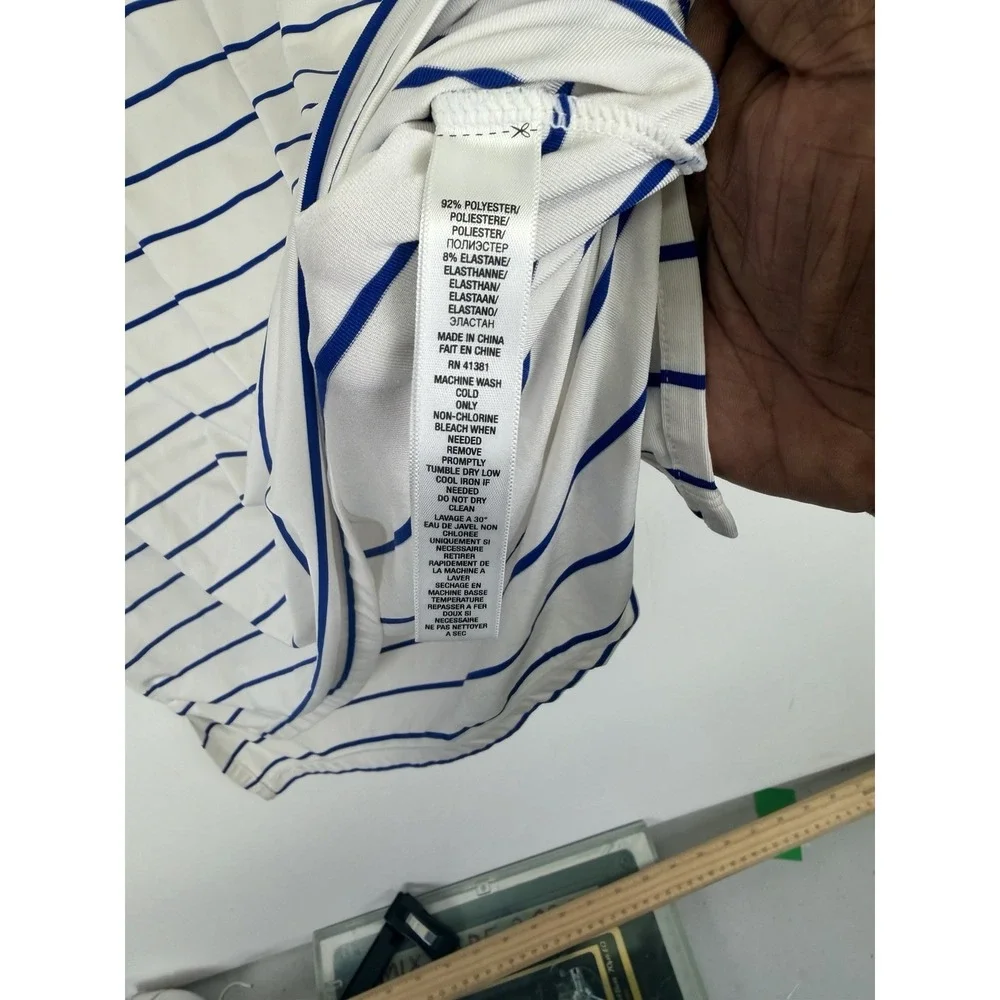 RLX Ralph Lauren Polo Shirt Mens Large Blue Striped The Golf Club @‎ The resort
